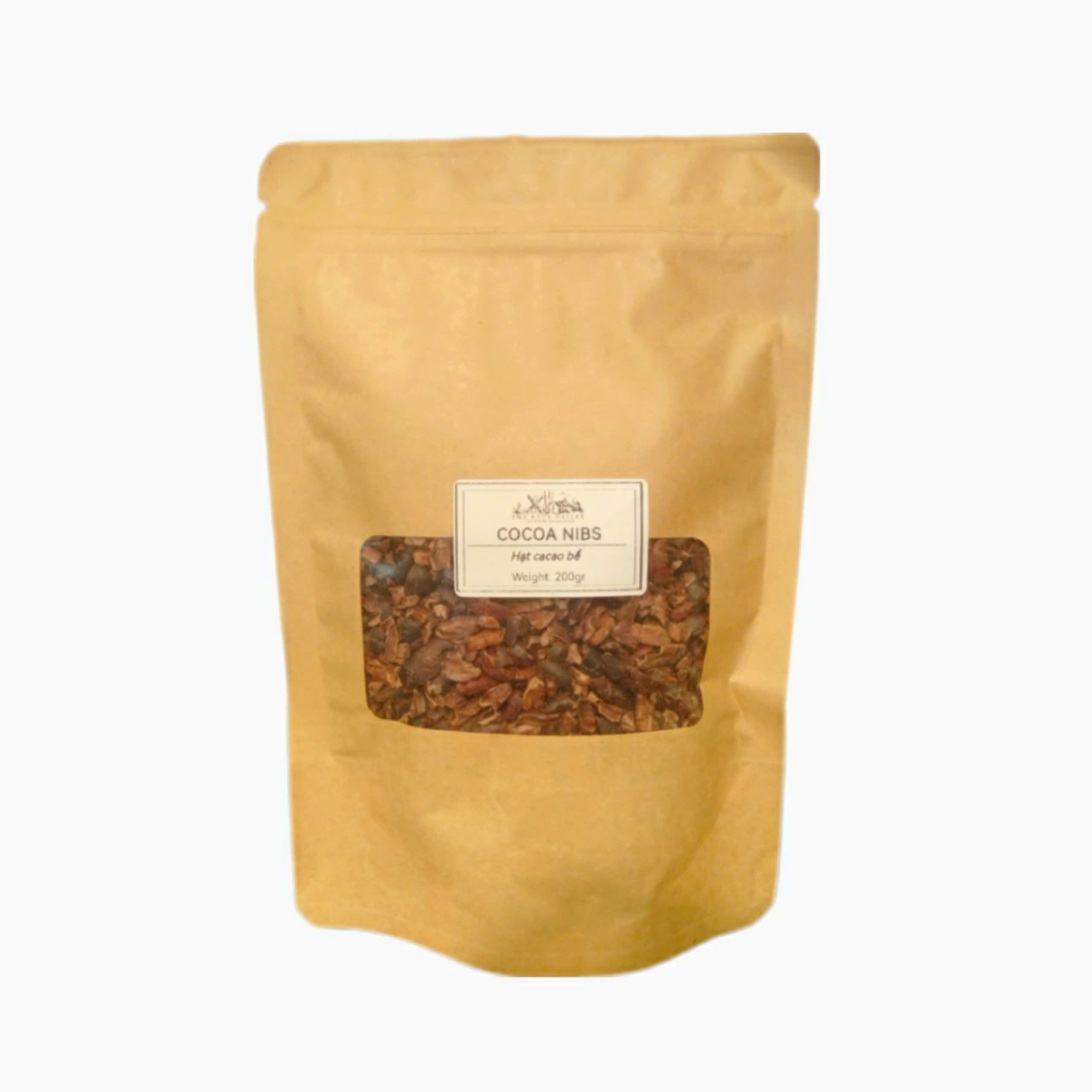 Hạt Cacao Bể và Bột Cacao Nguyên Chất 200gr  - COCOA NIBS The Nuts Valley