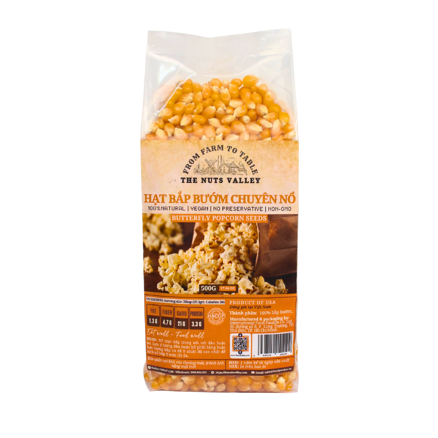 Bắp Nấm, Bắp Bướm nổ, Bắp Nếp Sấy - Popcorn The Nuts Valley