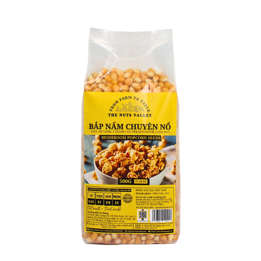 Bắp Nấm, Bắp Bướm nổ, Bắp Nếp Sấy - Popcorn The Nuts Valley