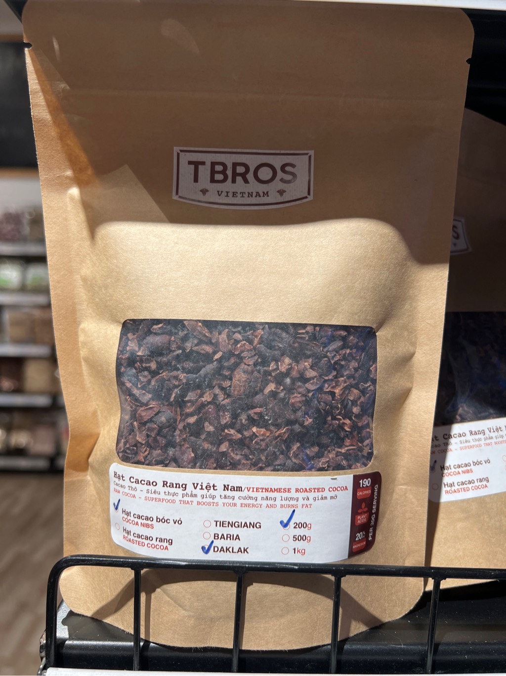 Hạt Cacao Bể và Bột Cacao Nguyên Chất 200gr  - COCOA NIBS The Nuts Valley