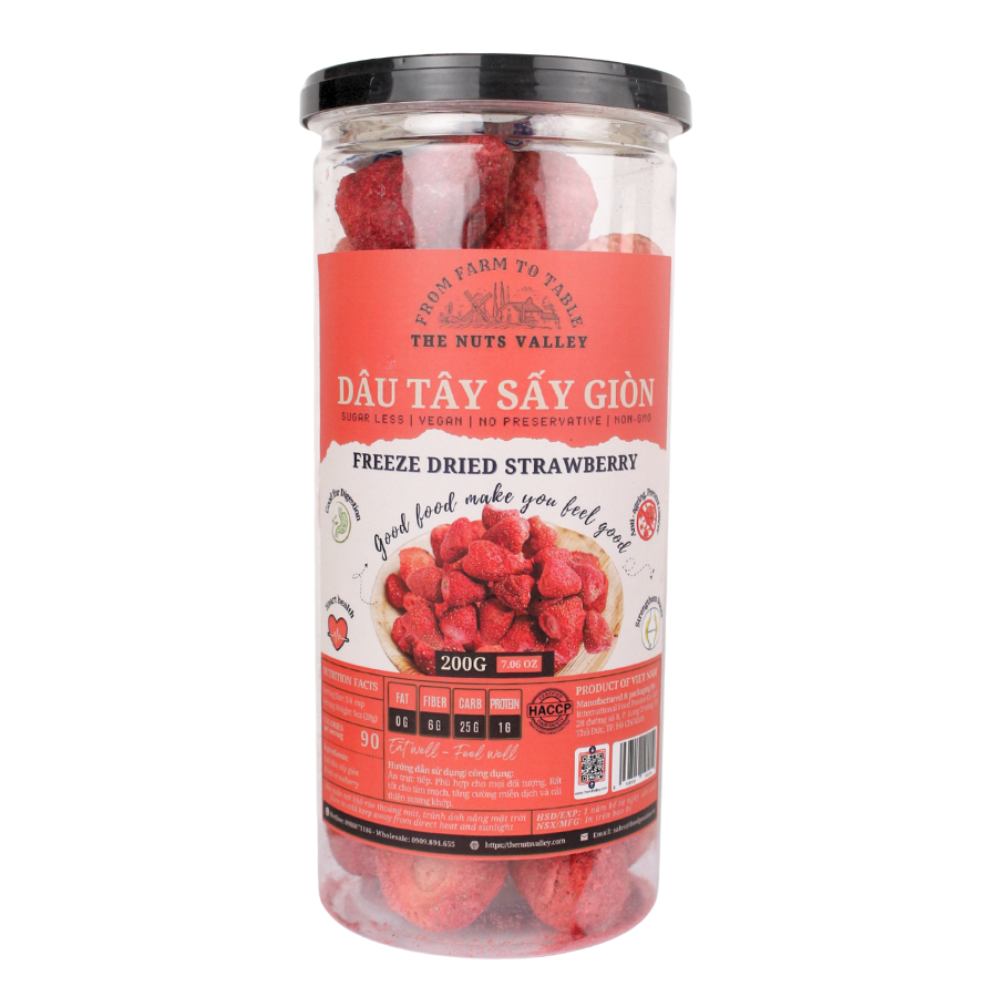 Dâu sấy giòn thăng hoa - Freeze dried strawberries The Nuts Valley