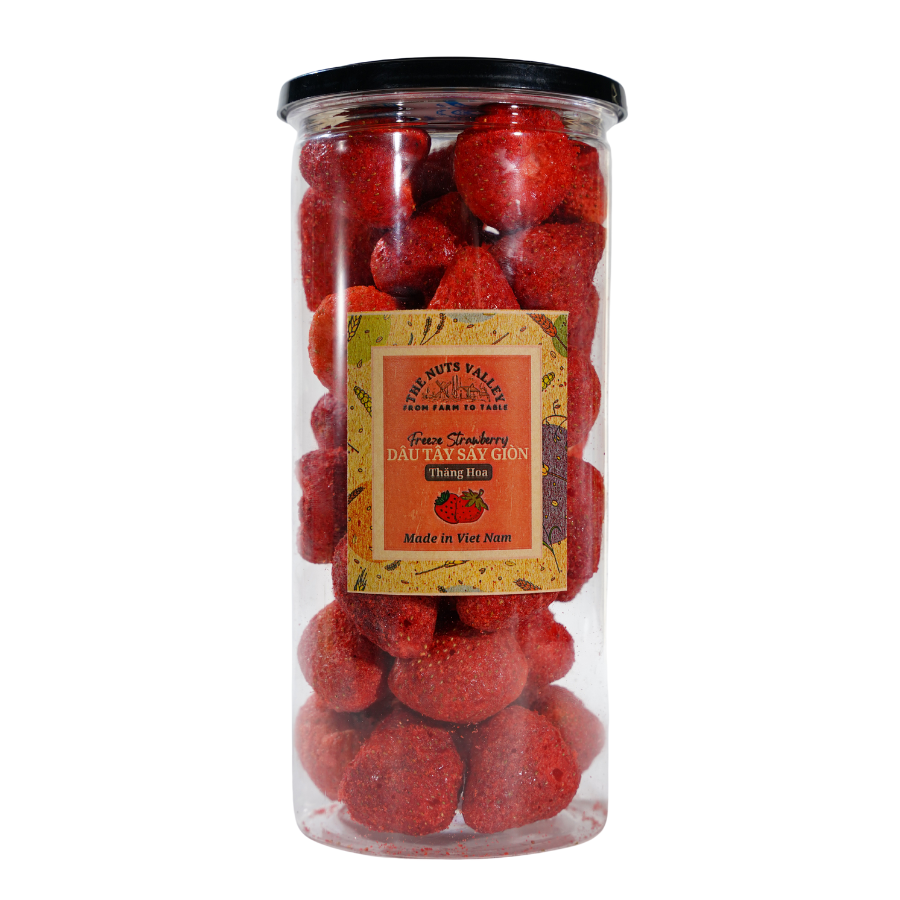 Dâu sấy giòn thăng hoa - Freeze dried strawberries The Nuts Valley