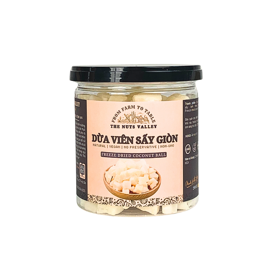 Dừa viên sấy lạnh - FREEZE DRIED COCONUT BALLS 250gr