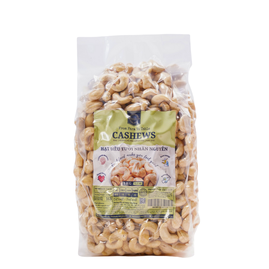 Hạt Điều Nhân Nguyên – Nguyên Chất Tự Nhiên, Dinh Dưỡng Đầy Đủ - WHOLE CASHEW The Nuts Valley