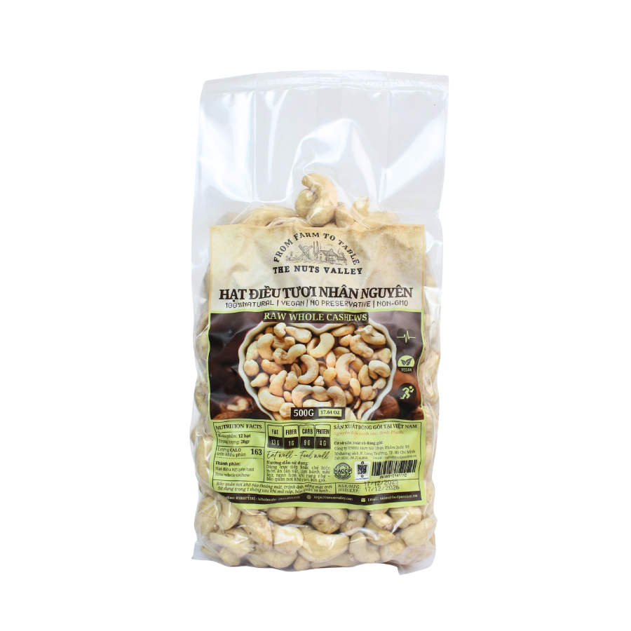 Hạt Điều Nhân Nguyên – Nguyên Chất Tự Nhiên, Dinh Dưỡng Đầy Đủ - WHOLE CASHEW The Nuts Valley
