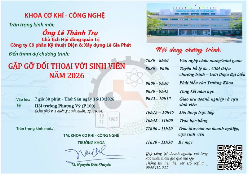 LÊ GIA PHÁT THAM GIA GẶP GỠ, GIAO LƯU CÙNG SINH VIÊN ĐẠI HỌC NÔNG LÂM NĂM 2026
