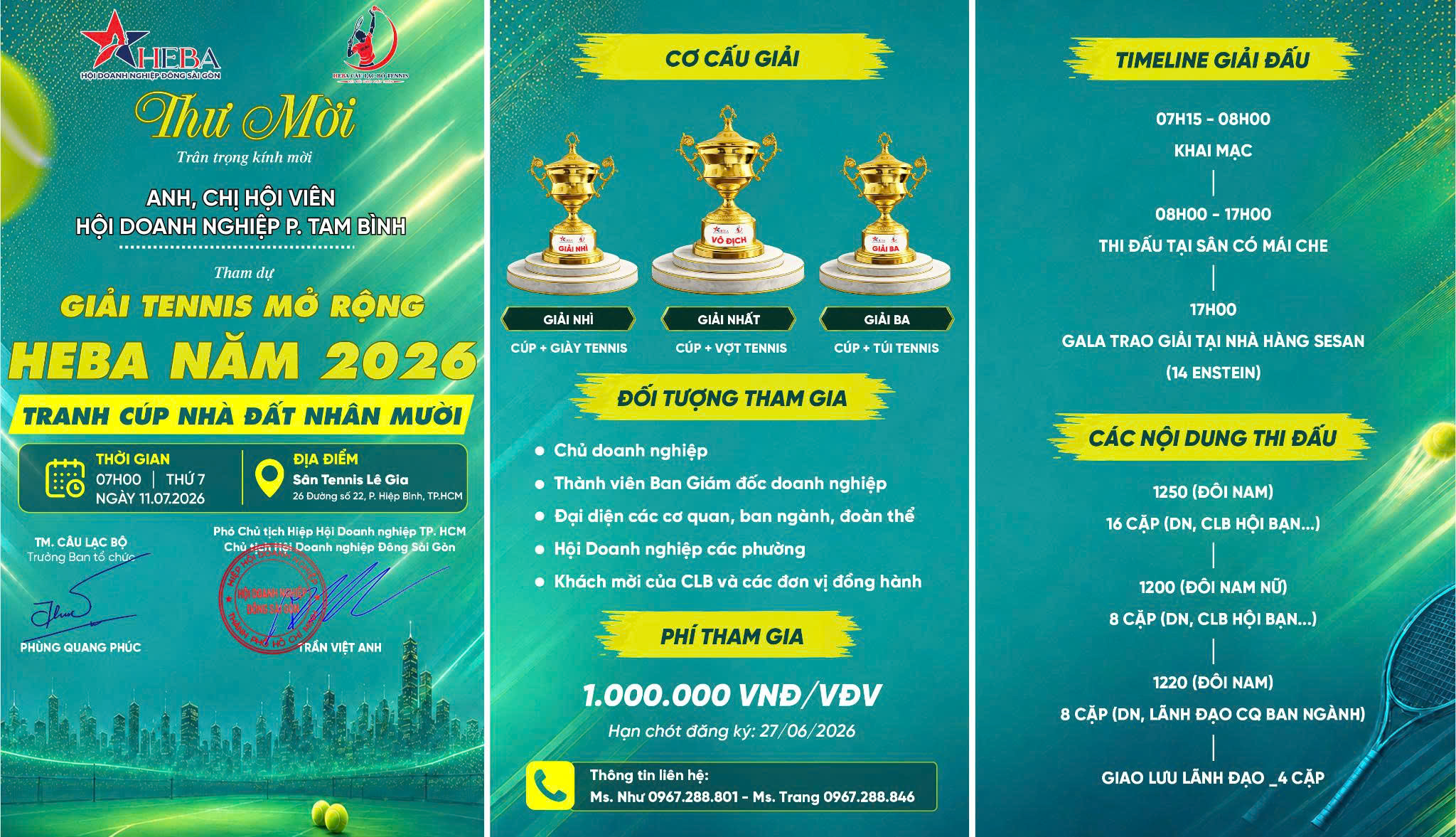 MỜI ĐĂNG KÝ THI ĐẤU GIẢI TENNIS HEBA MỞ RỘNG NĂM 2026 - TRANH CÚP NHÀ ĐẤT NHÂN MƯỜI