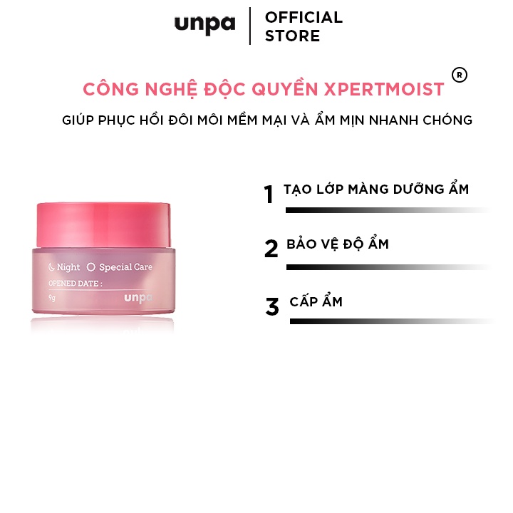 Mặt Nạ Ngủ Môi Dưỡng Ẩm , Làm Hồng Môi Unpa Bubi Bubi Lip Mask 9G