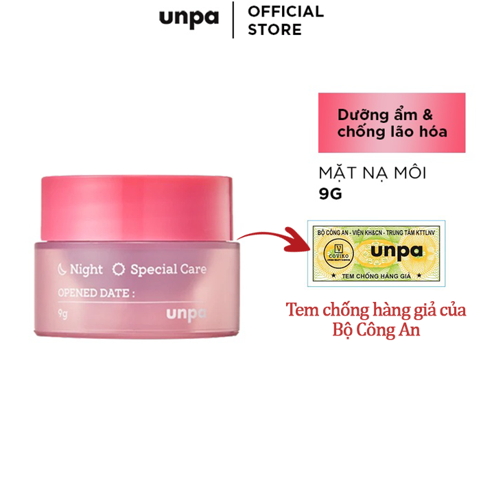 Mặt Nạ Ngủ Môi Dưỡng Ẩm , Làm Hồng Môi Unpa Bubi Bubi Lip Mask 9G