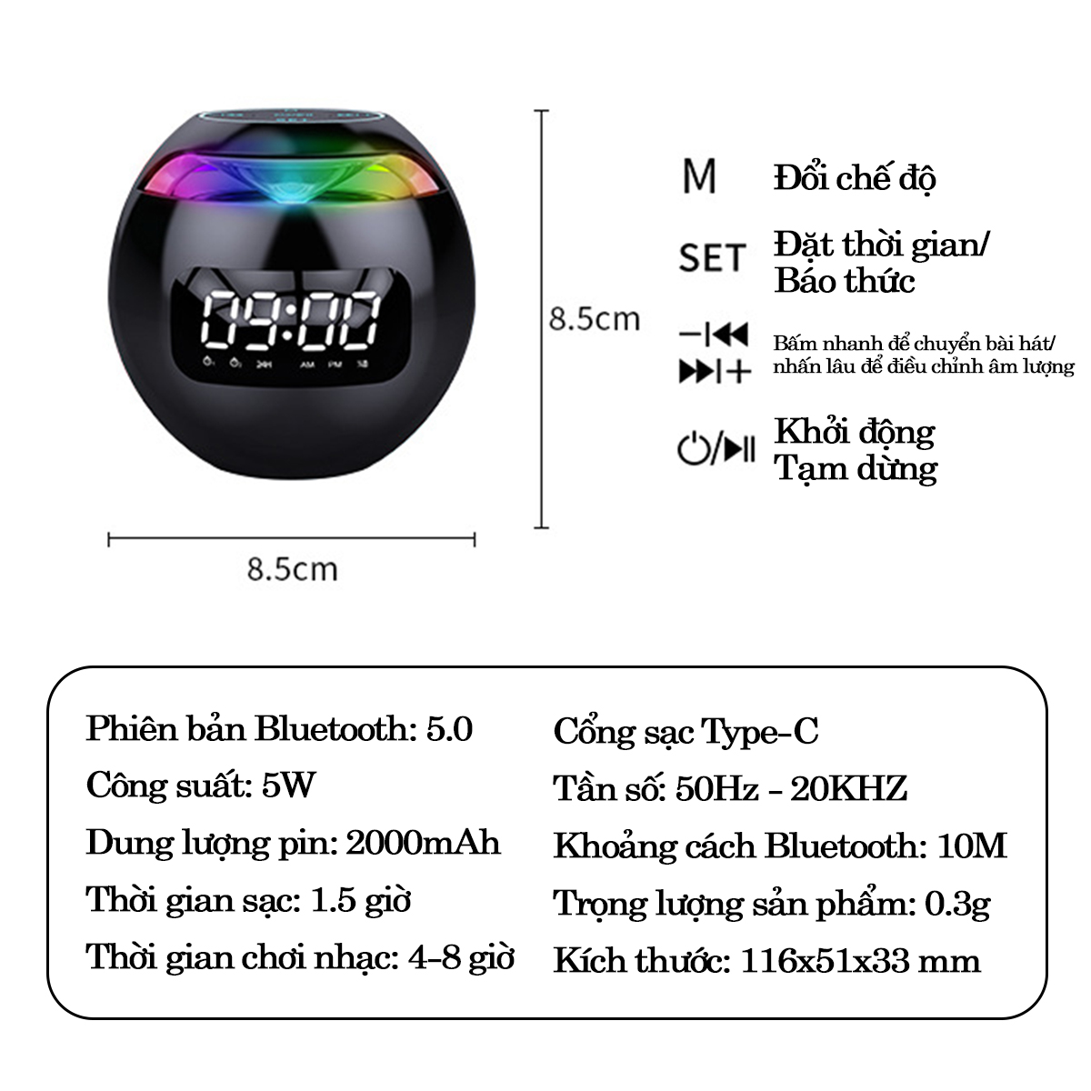 Sự kết hợp tuyệt vời giữa loa Bluetooth và đồng hồ báo thức Sama G90S sẽ khiến bạn khó lòng rời mắt. Với thiết kế sang trọng và công nghệ Bluetooth tiên tiến, loa Bluetooth Sama G90S là lựa chọn hoàn hảo cho một âm thanh chất lượng cùng với lời nhắc báo thức chuẩn xác.