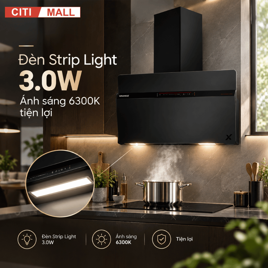 GrandX GX H70S86B - Máy hút mùi áp tường 2026