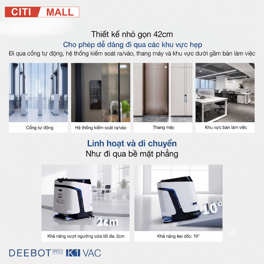 Ecovacs DEEBOT PRO K1 VAC - Robot hút bụi lau sàn công nghiệp 2026 tại Citimall 09