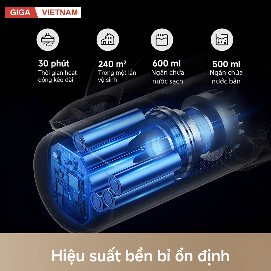 Mova K30 - Máy Hút Bụi Lau Sàn Cầm Tay 2026 tại Giga Việt Nam x Vua Nhà Bếp Đức 08