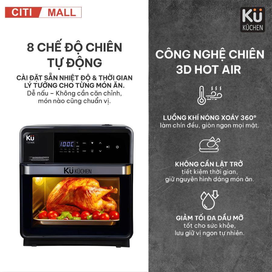 Kuchen PCL 2228 - Nồi Chiên Không Dầu Kết Hợp Hấp 2026 tại Citimall 06