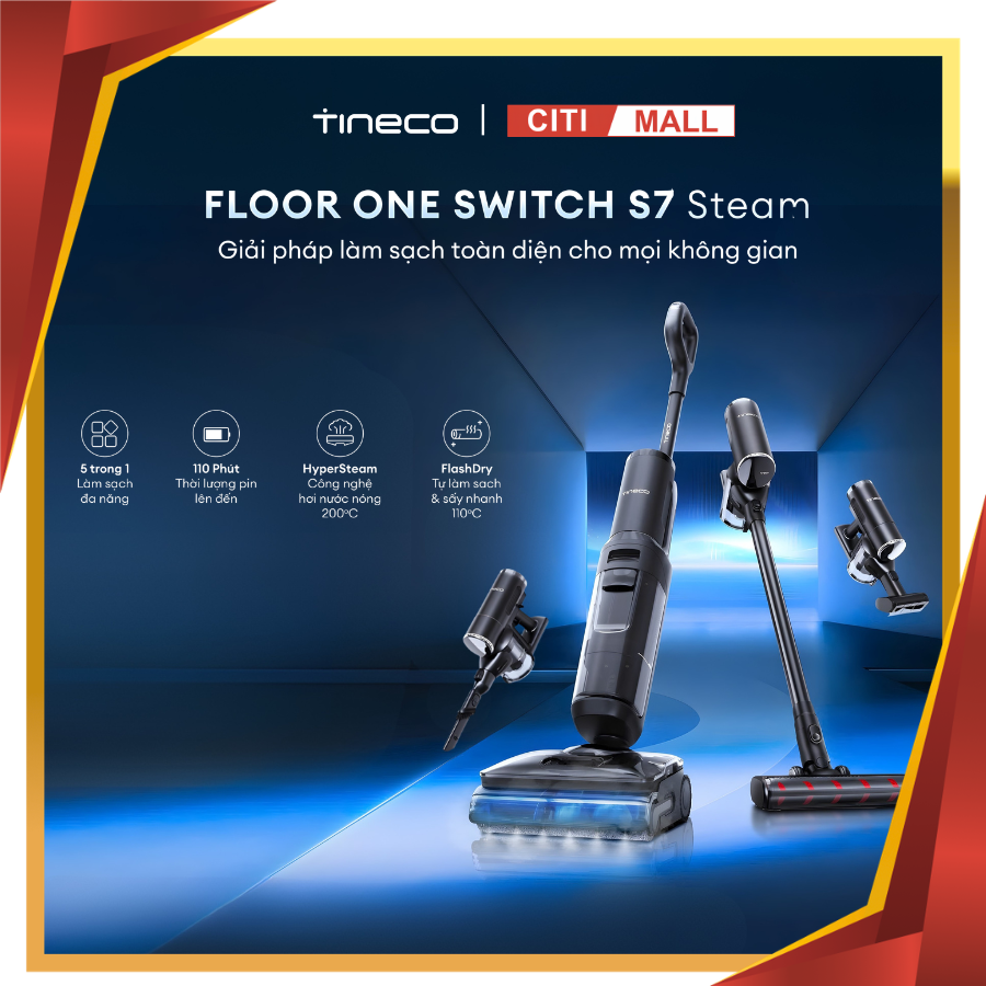 Tineco Floor One Switch S7 Steam - Máy Hút Bụi Lau Sàn Khô Ướt 2026