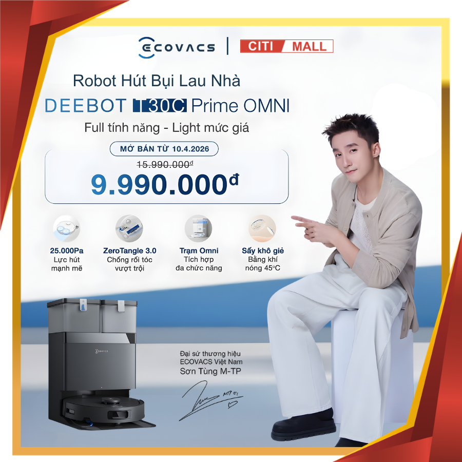 Ecovacs Deebot T30C Prime Omni - Robot Hút Bụi Lau Nhà 2026