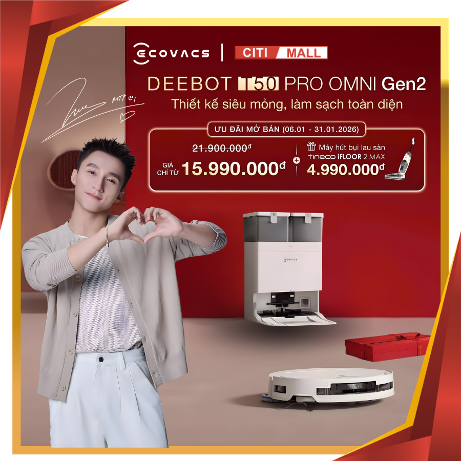 Ecovacs Deebot T50 Pro Omni Gen 2 - Robot Hút Bụi Lau Nhà 2026