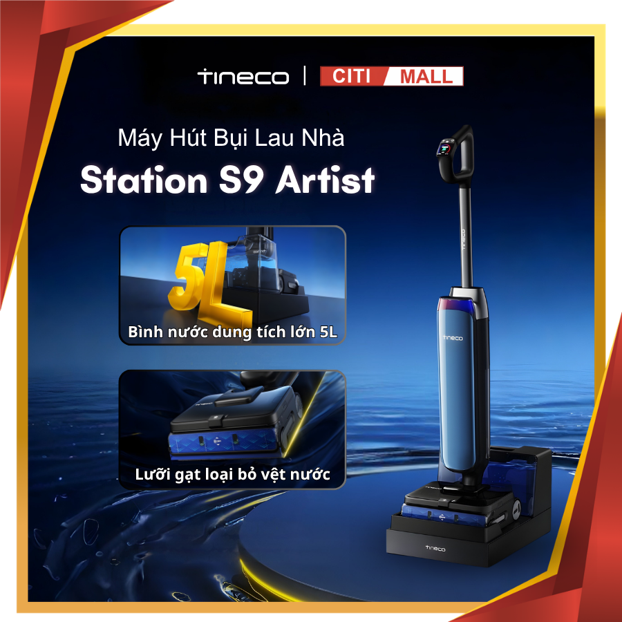 Tineco Station S9 Artist - Máy Hút Bụi Lau Nhà Có Hệ Thống Tự Động Cấp Nước 5L  2026