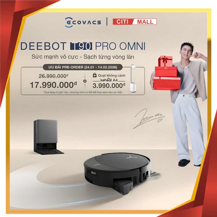 Ecovacs Deebot T90 Pro Omni - Robot Hút Bụi Lau Nhà 2026