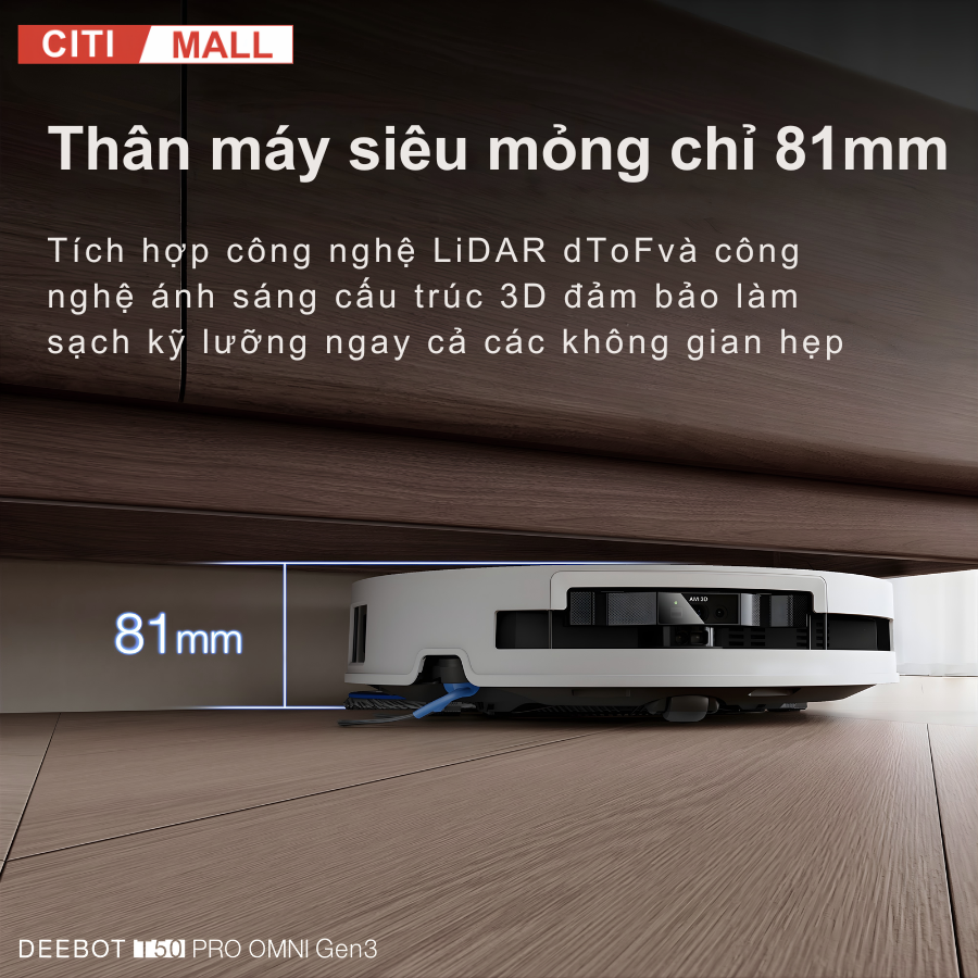 Ecovacs Deebot T50 Pro Omni Gen 3 - Robot Hút Bụi Lau Nhà 2026 tại citimall 07