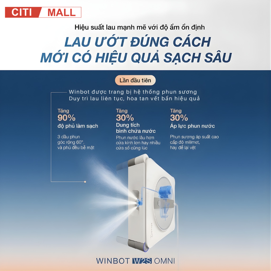 Ecovacs Winbot W2S Omni - Robot Hút Bụi Lau Nhà 2026 tại Citimall 12