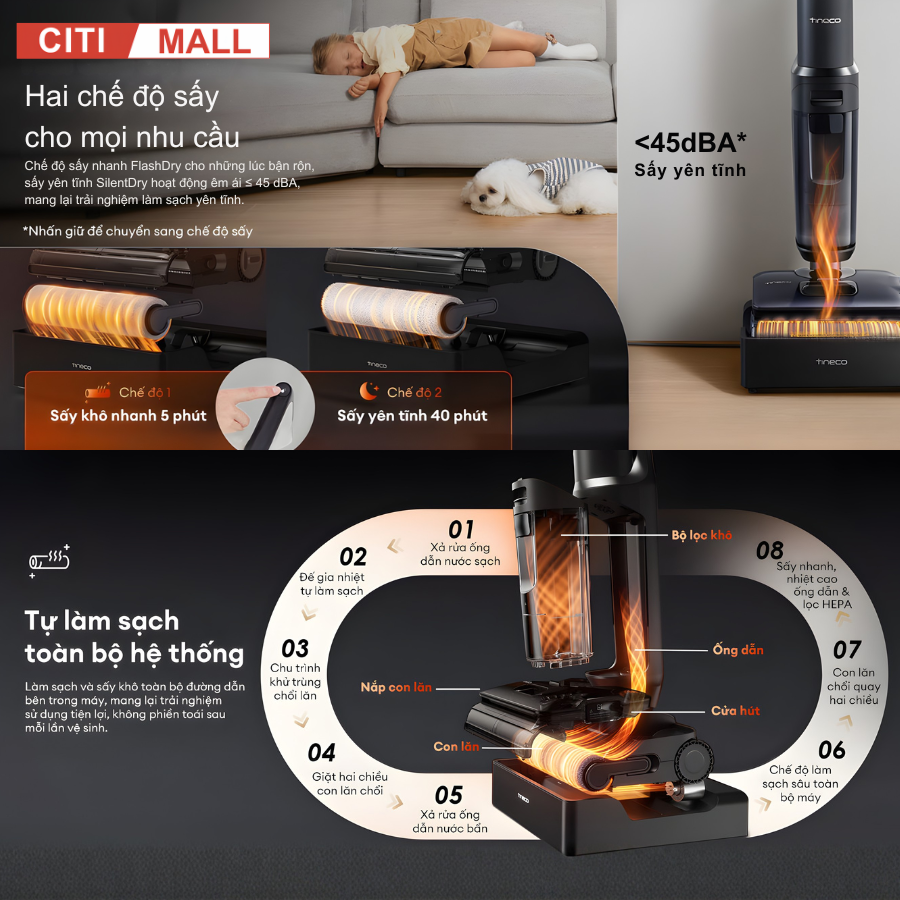 Tineco FLOOR ONE I7 Steam- Máy Hút Bụi Lau Nhà 2026 tại Citimall 12