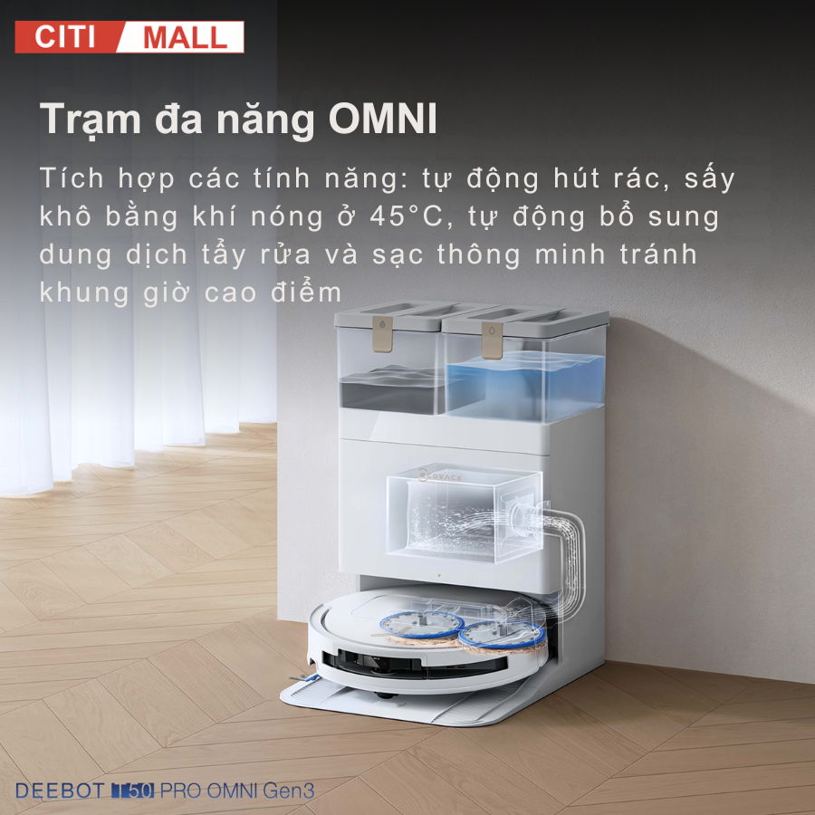 Ecovacs Deebot T50 Pro Omni Gen 3 - Robot Hút Bụi Lau Nhà 2026 tại citimall 11