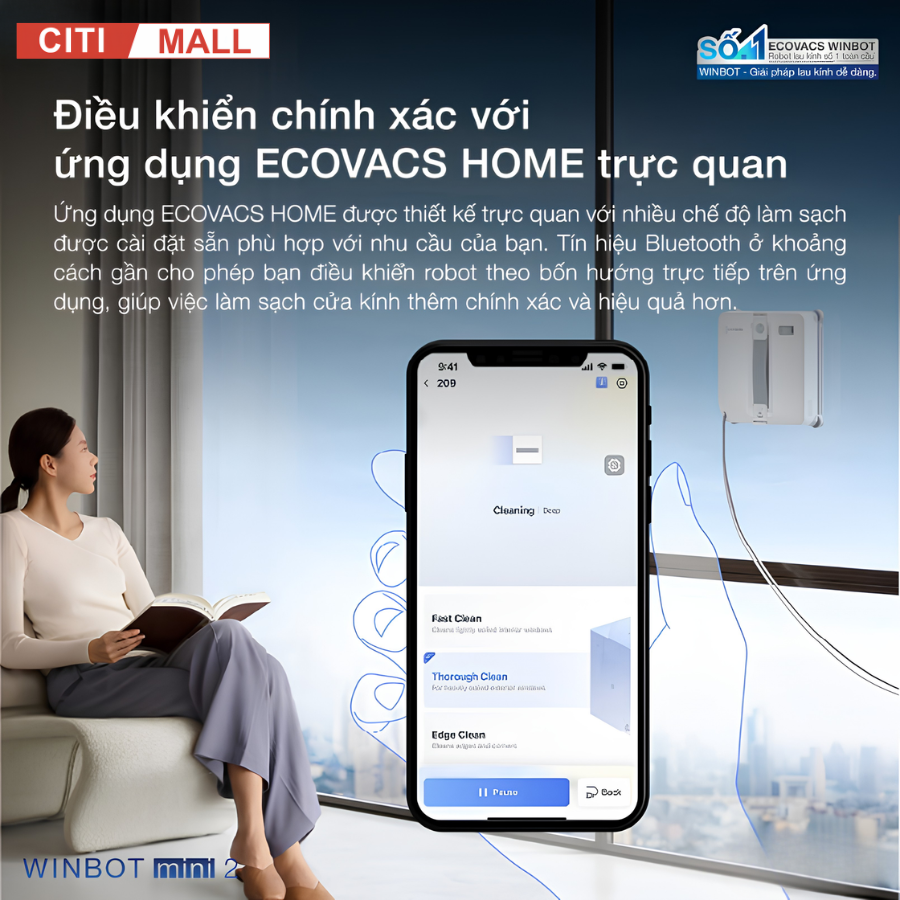 Ecovacs Winbot Mini 2 - Robot lau kính Ecovacs 2026 tại Citimall 16