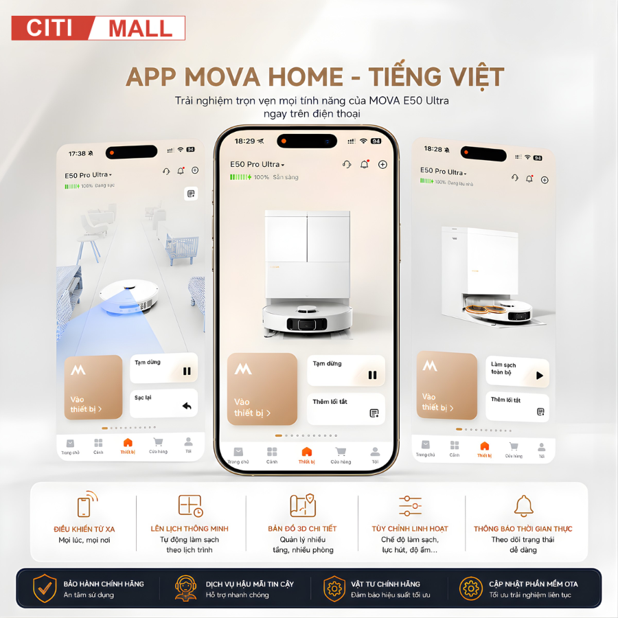 Mova E50 Ultra - Robot Hút Bụi Lau Nhà 2026 tại Citimall 14