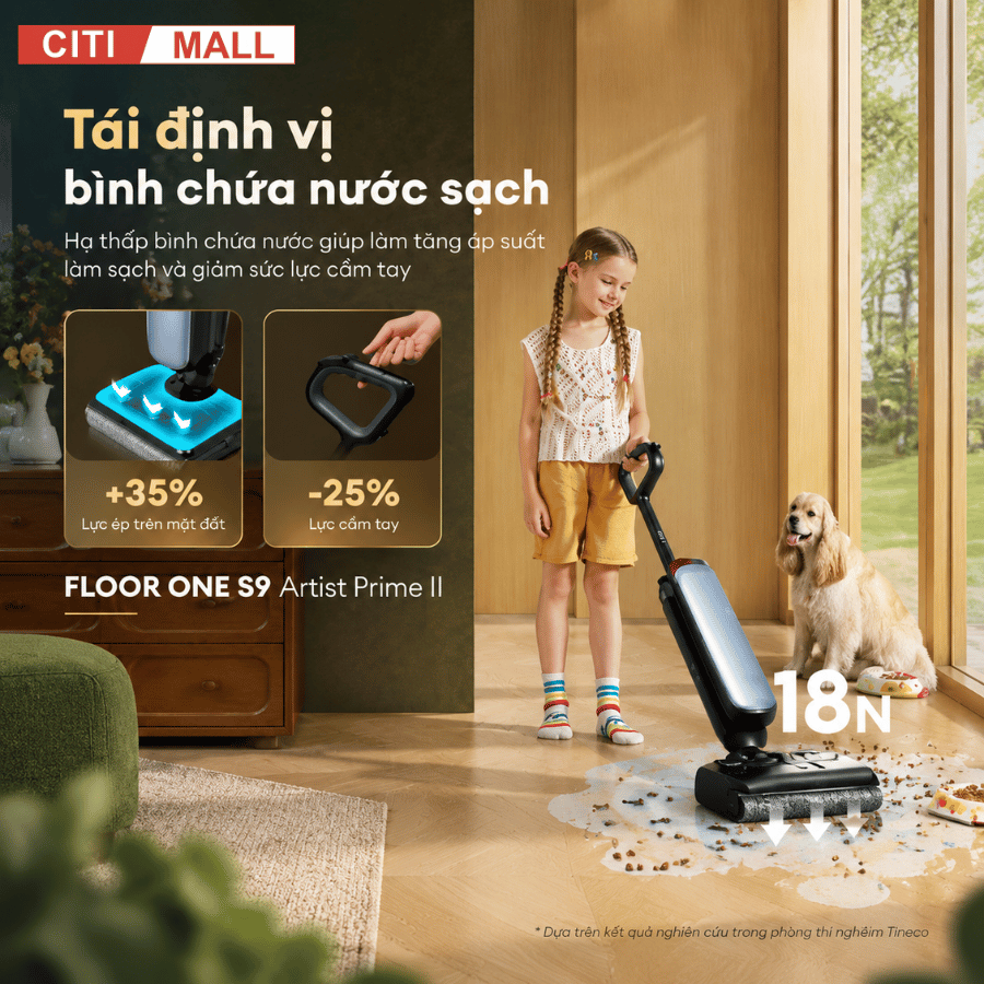 TINECO S9 ARTIST PRIME II - MÁY HÚT BỤI LAU SÀN KHÔ ƯỚT 2026