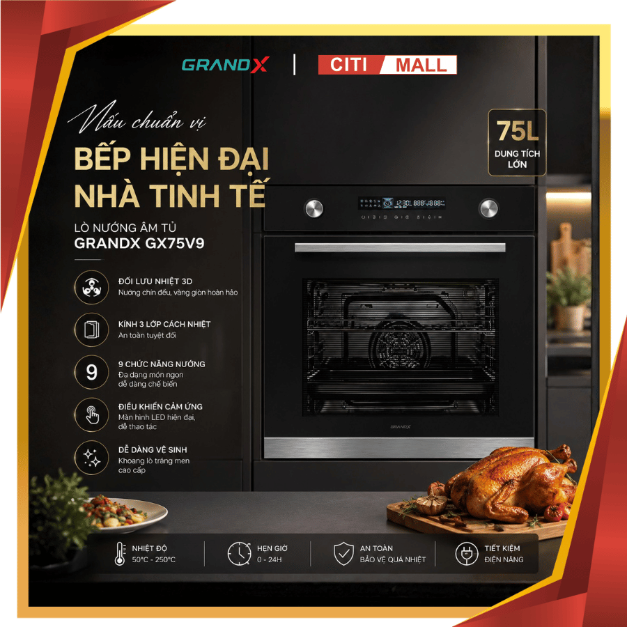 GrandX GX75V9 - Lò Nướng Âm Tủ 2026 01