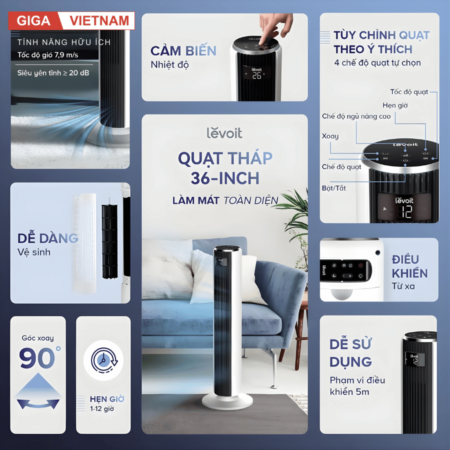 Levoit Classic 36 Inches - Quạt Tháp Điều Hòa 2026 tại Giga Việt Nam x Citimall 02