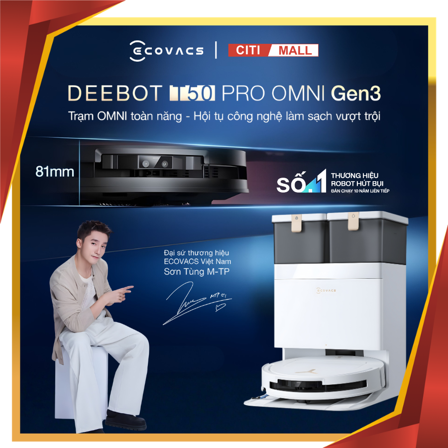 Ecovacs Deebot T50 Pro Omni Gen 3 - Robot Hút Bụi Lau Nhà 2026 tại citimall 02