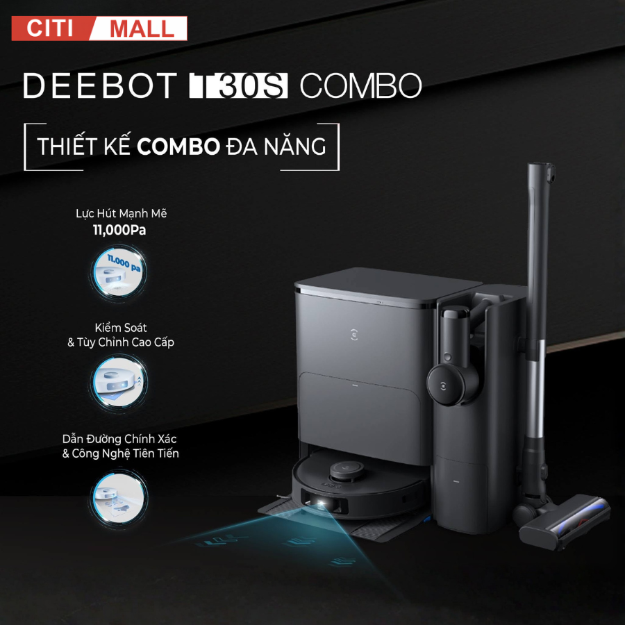 Ecovacs T30s combo - Robot Hút Bụi Lau Nhà 2026 tại Citimall 02