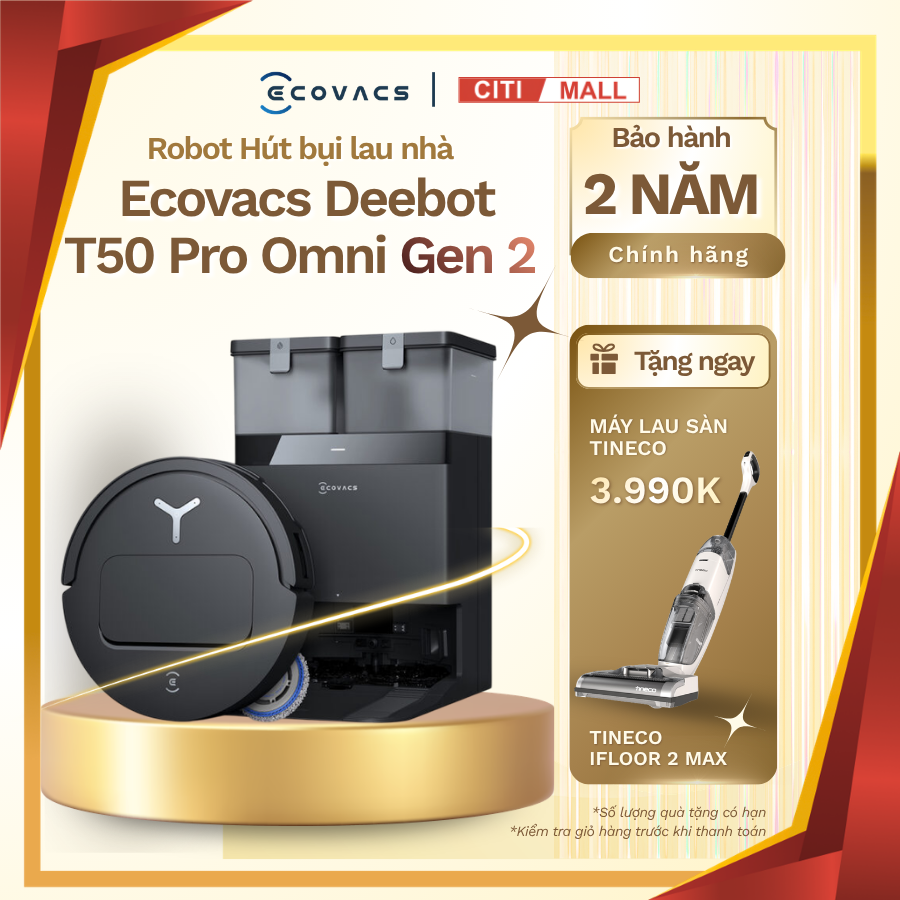 Ecovacs Deebot T50 Pro Omni Gen 2 - Robot hút bụi lau nhà 2026 tại Vua Nhà Bếp Đức