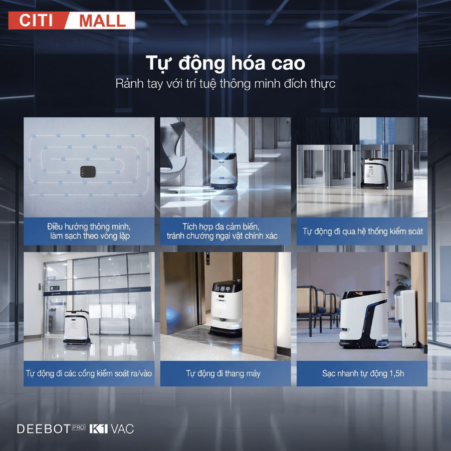 Ecovacs DEEBOT PRO K1 VAC - Robot hút bụi lau sàn công nghiệp 2026 tại Citimall 10