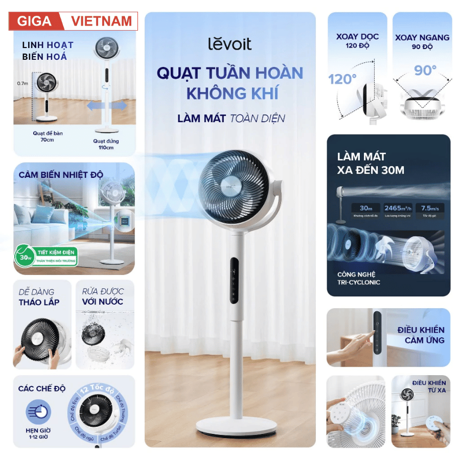 Levoit Pedestal 22.9cm - Quạt Tuần Hoàn Không Khí 2026 tại Giga Việt Nam x Citimall 02