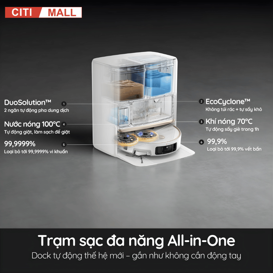 Mova V70 Ultra Complete - Robot Hút Bụi Lau Sàn 2026 tại Giga Việt Nam x Citimall 10