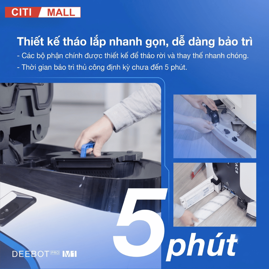 Ecovacs DEEBOT PRO M1 - Robot Hút Bụi Lau Sàn Công Nghiệp tại Citimall 11