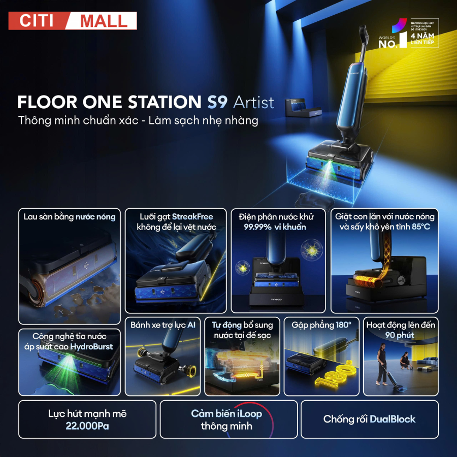 Tineco Station S9 Artist- Máy Hút Bụi Lau Nhà 2026 tại Citimall 03