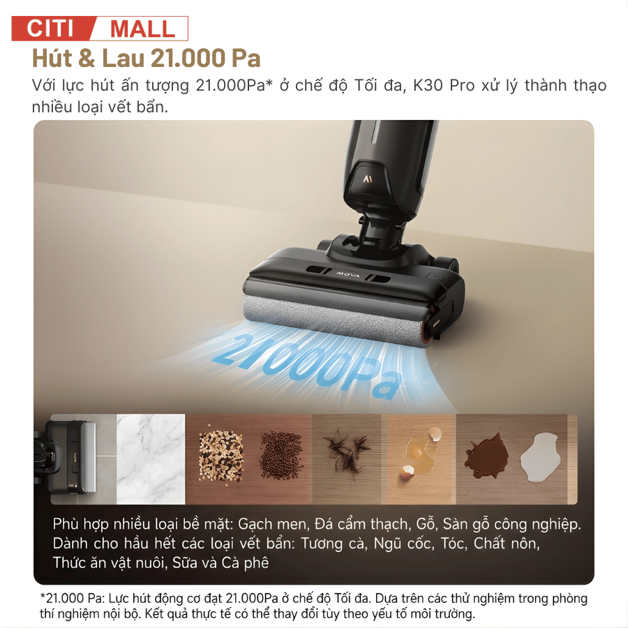 Mova K30 Pro - Máy Hút Bụi Lau Nhà Cầm Tay 2026 tại Citimall 03