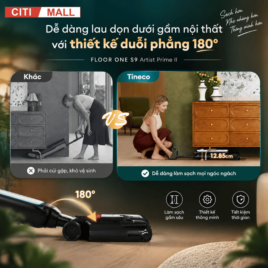 TINECO S9 ARTIST PRIME II - MÁY HÚT BỤI LAU SÀN KHÔ ƯỚT 2026