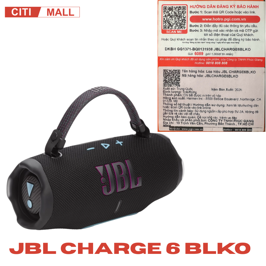 JBL Charge 6 - Loa Bluetooth Di Động Cao Cấp 2026 tại Citimall 35