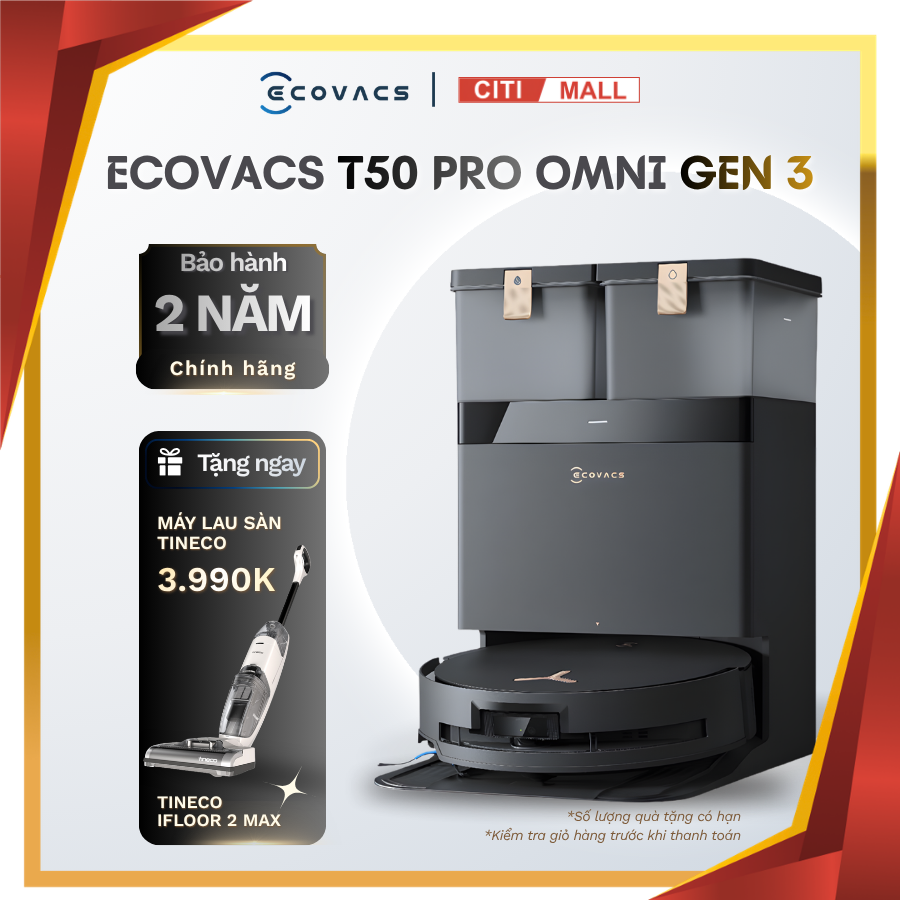 Ecovacs Deebot T50 Pro Omni Gen 3 - Robot Hút Bụi Lau Nhà 2026 tại citimall 04