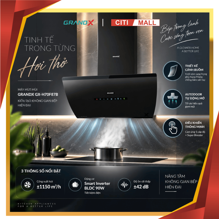 GrandX GX H70F87B / GX H70S87B - Máy hút mùi 2026