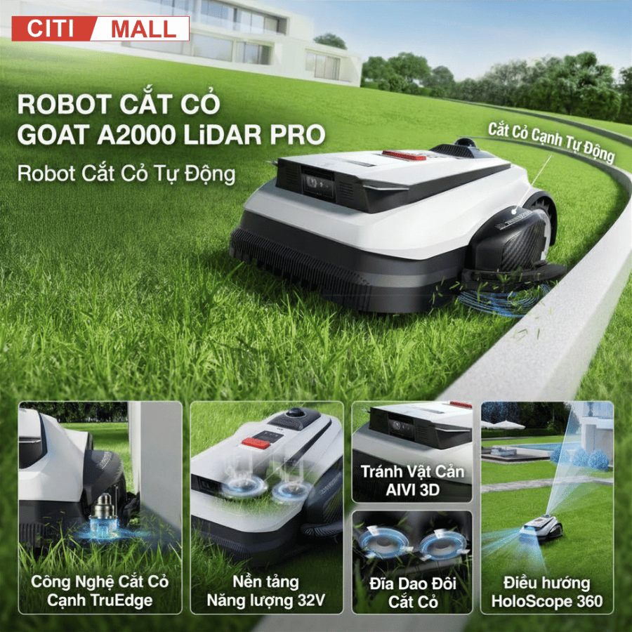Ecovacs GOAT A2000 LiDAR PRO - Robot Cắt Cỏ 2026 tại Citimall 02