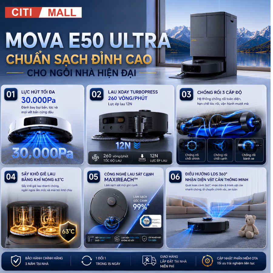 Mova E50 Ultra - Robot Hút Bụi Lau Nhà 2026 tại Citimall 03