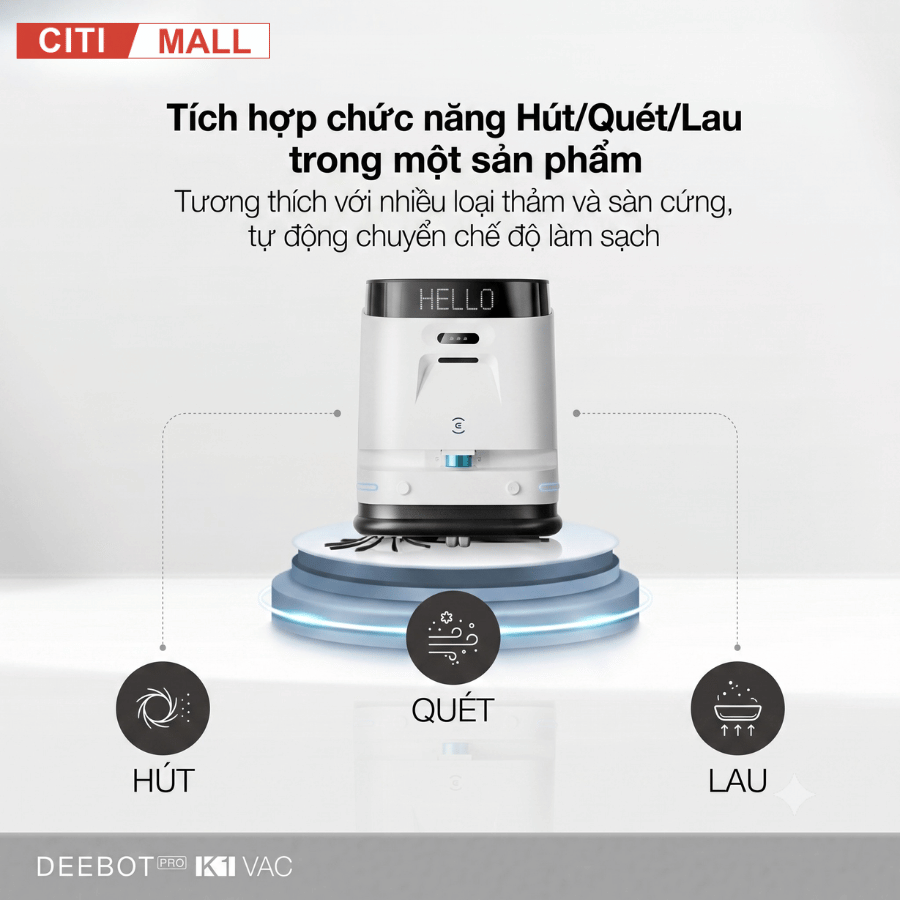 Ecovacs DEEBOT PRO K1 VAC - Robot hút bụi lau sàn công nghiệp 2026 tại Citimall 03