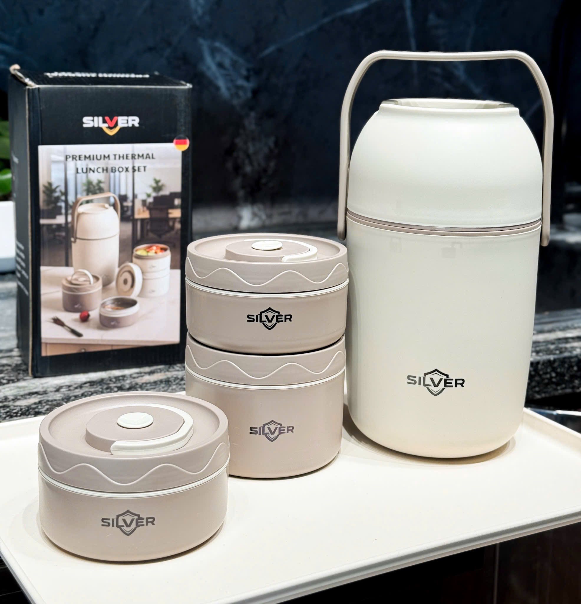 Cặp lồng cơm 3 ngăn Silver Lunch Box Germany