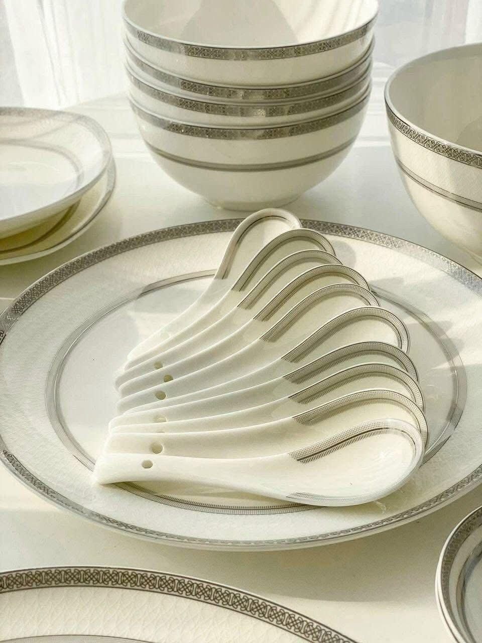 BỘ BÁT ĐĨA SỨ XƯƠNG IMPERIAL LONDON VIỀN BẠC 50 MÓN